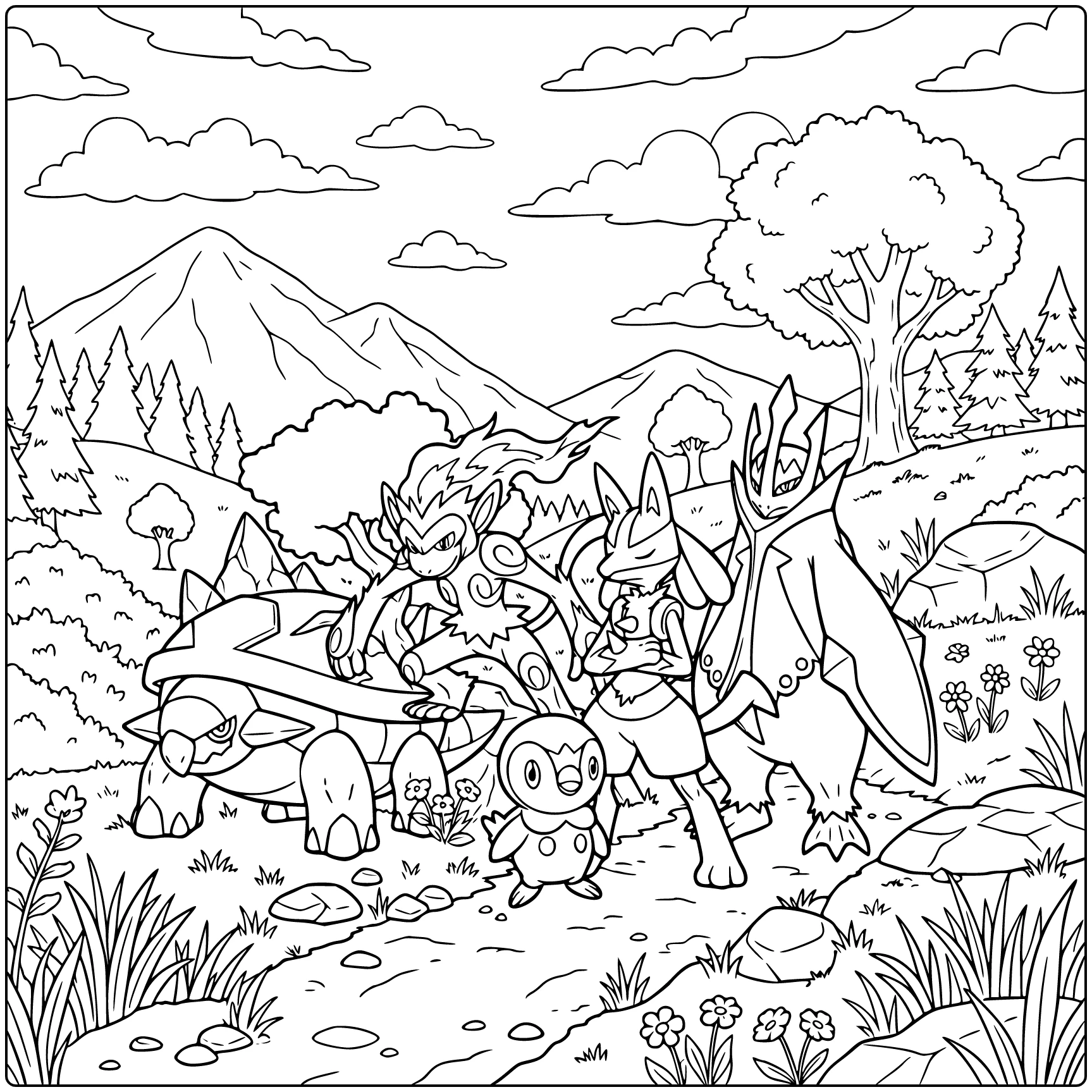 fun fourth generation Pokemon coloring page for children
