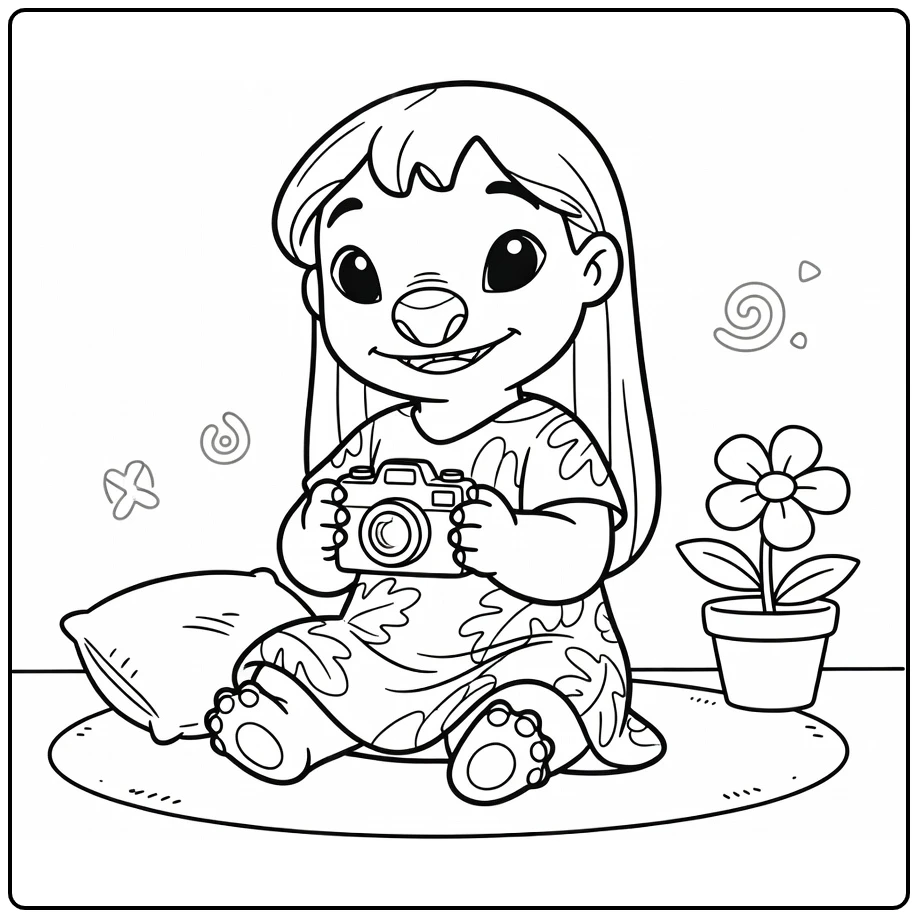 Stitch and Lilo Sitting with Bare Feet coloring page