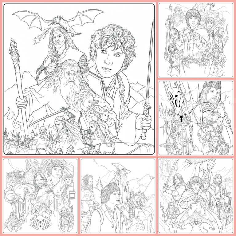 The Lord of the Rings coloring page collection cover image