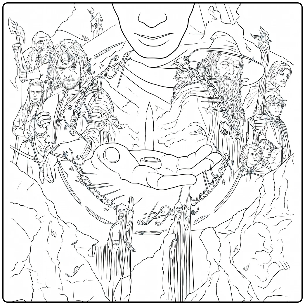 Lord of the Rings Sorcerer and Companions coloring page