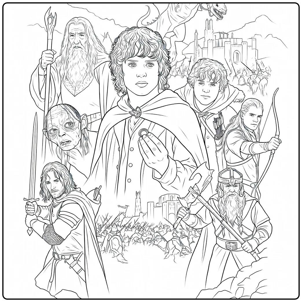 Lord of the Rings Sorcerer Raising Ring in Battle coloring page