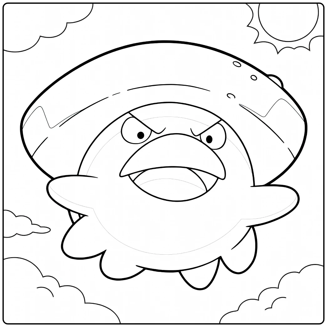 Lotad Angry Floating Pokemon with Sun coloring page