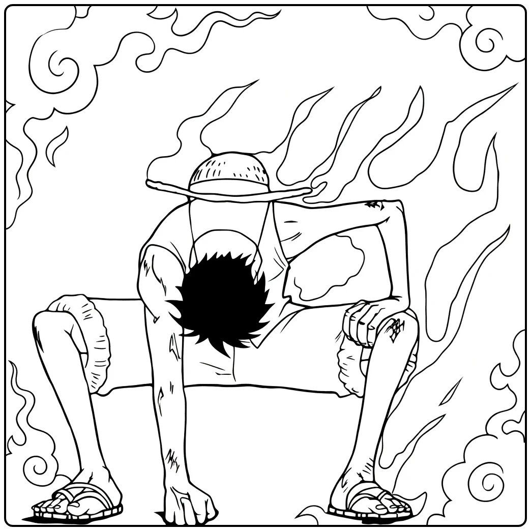 Luffy Gear 2 One Piece Action Hero coloring page