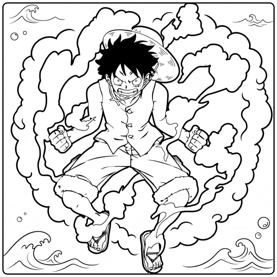 Gear 2 One Piece Luffy coloring page