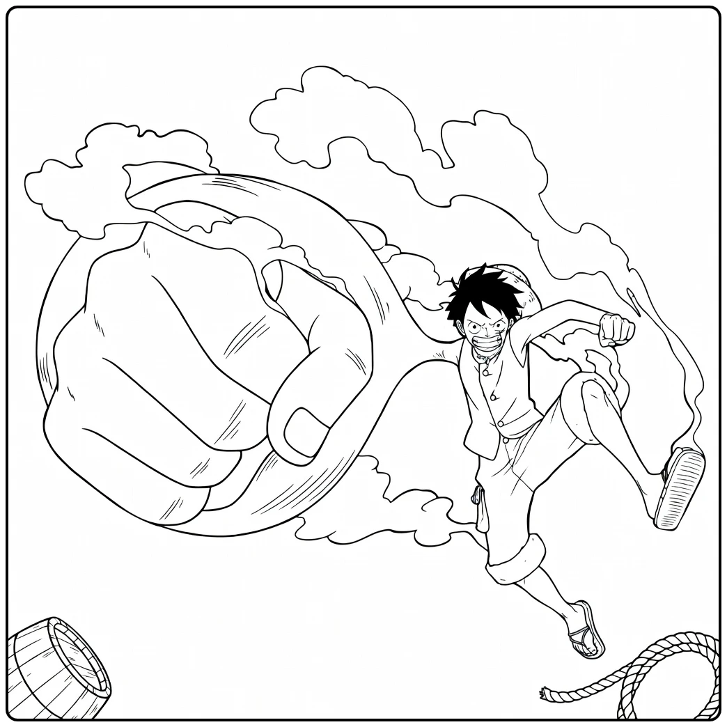 Luffy Gear 3 Giant Arm coloring page