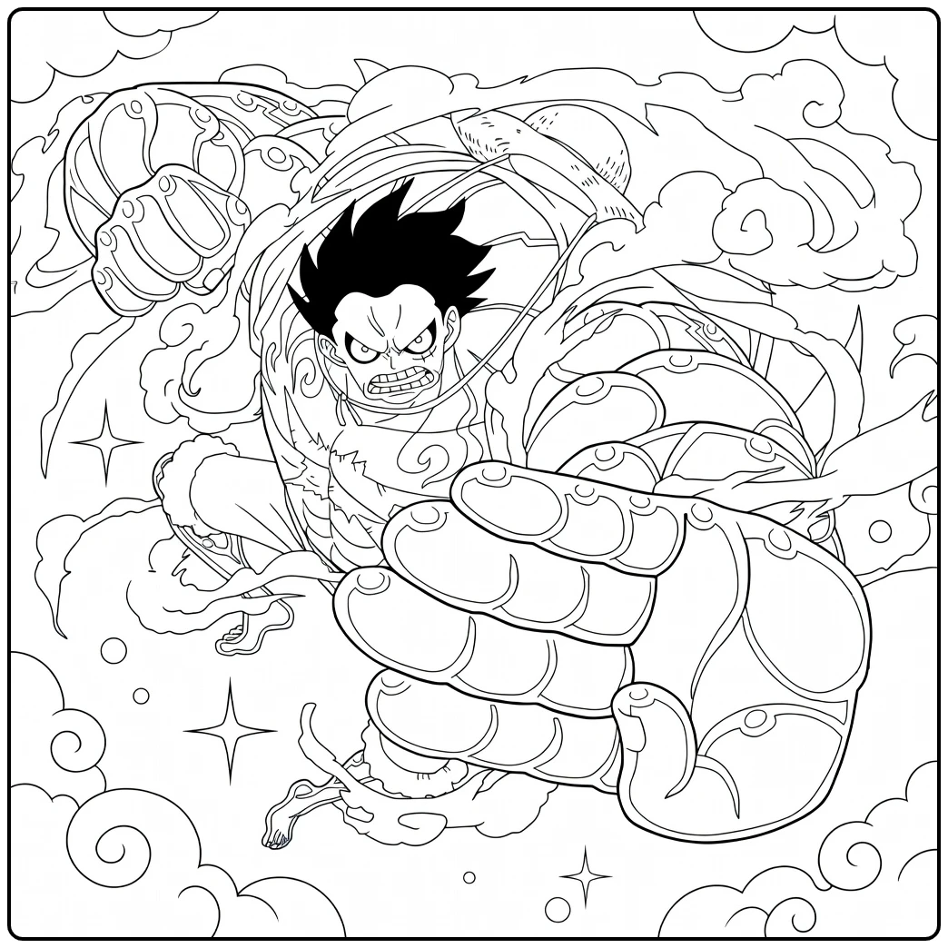 Gear 4 Luffy Powerful Fist coloring page