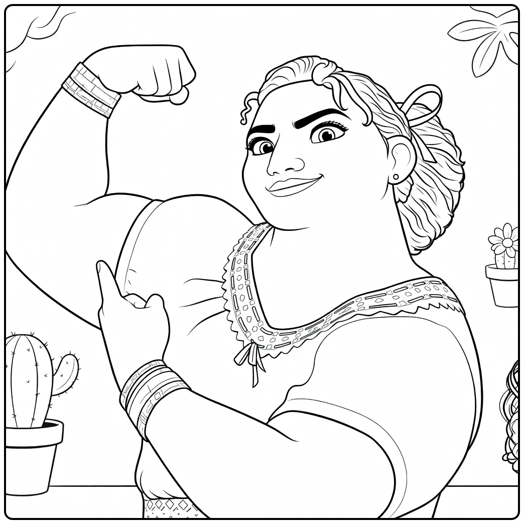Luisa Madrigal Strong Arm Pose coloring page