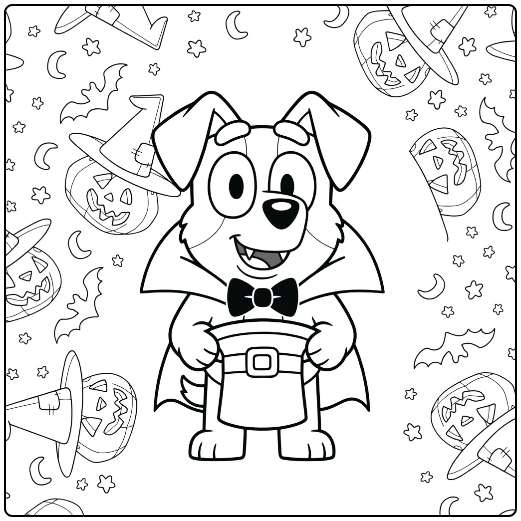 Mackenzie Bluey Halloween Vampire Puppy coloring page