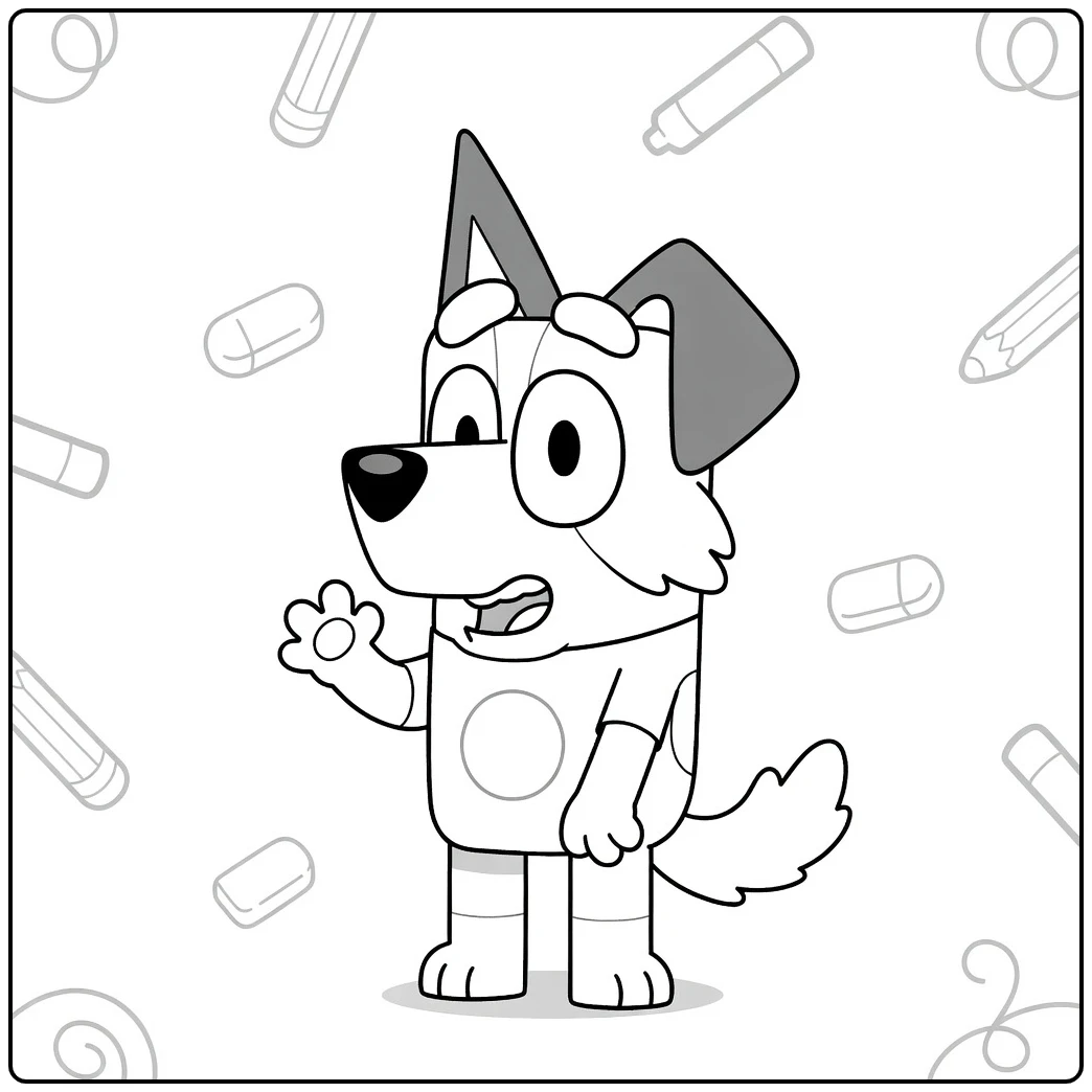 Bluey Cheerful Mackenzie coloring page