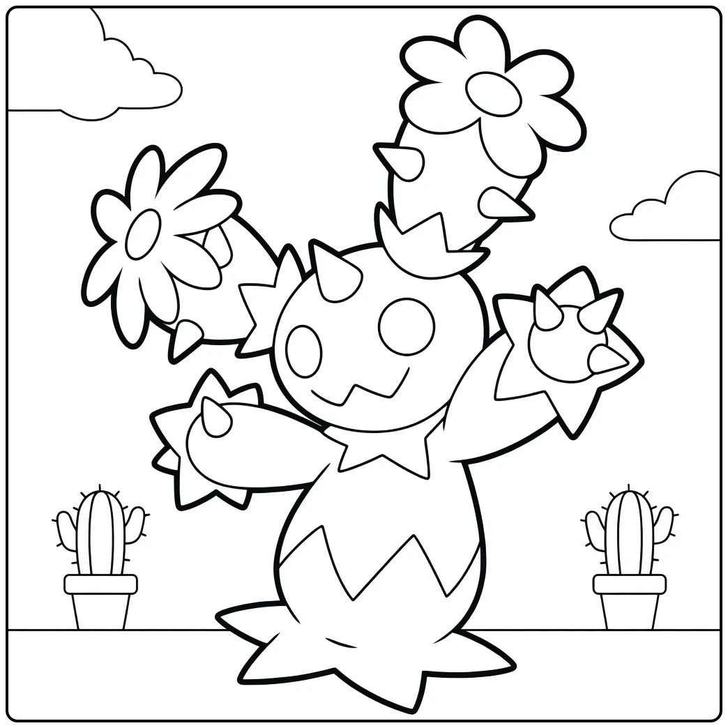 Maractus Cheerful Dancing Cactus coloring page