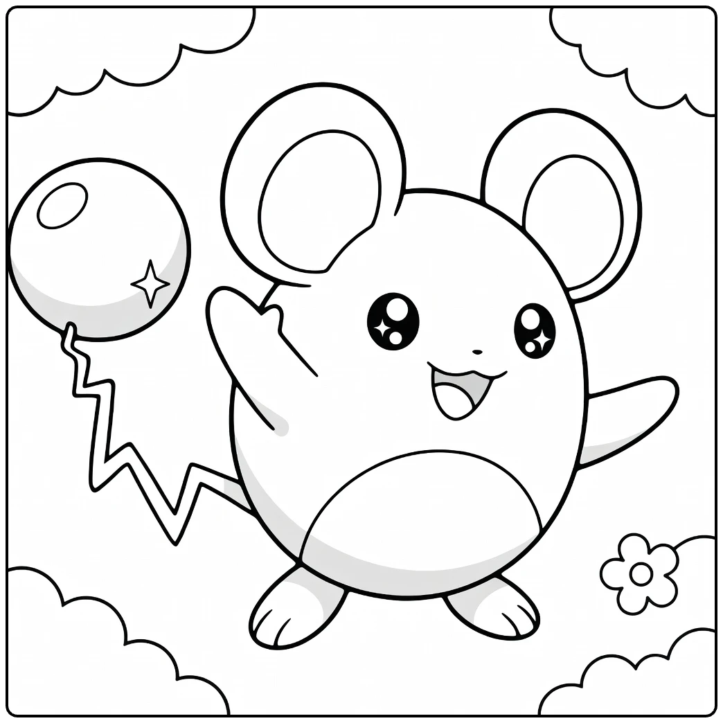 Water Pokemon Happy Marill with Balloon coloring page