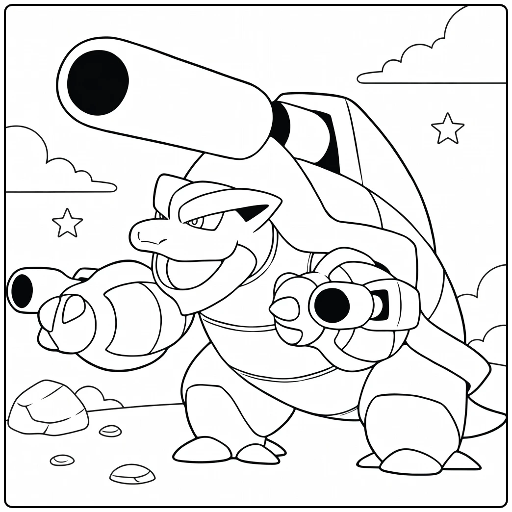 Mega Blastoise Water Pokemon coloring page