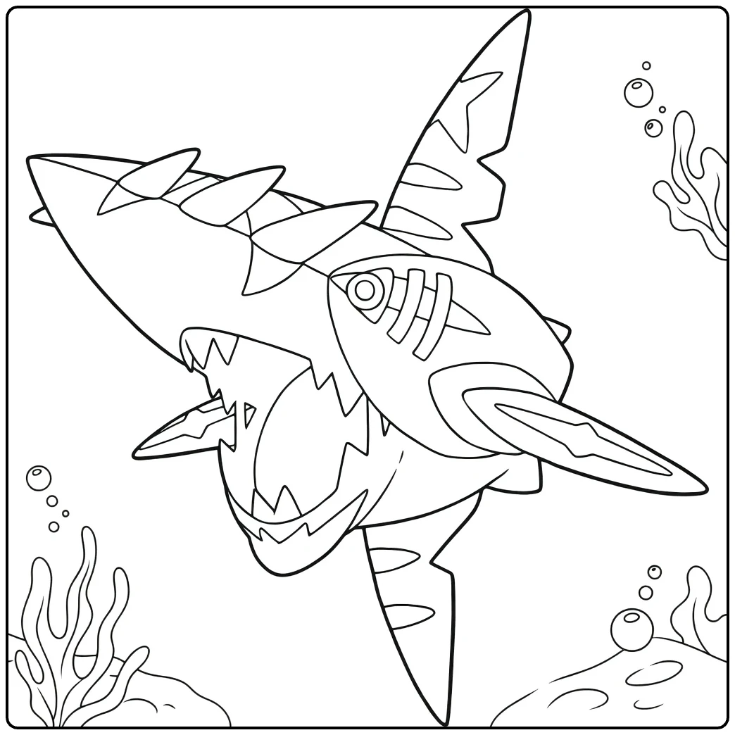 Mega Sharpedo Water Pokemon for Kids coloring page