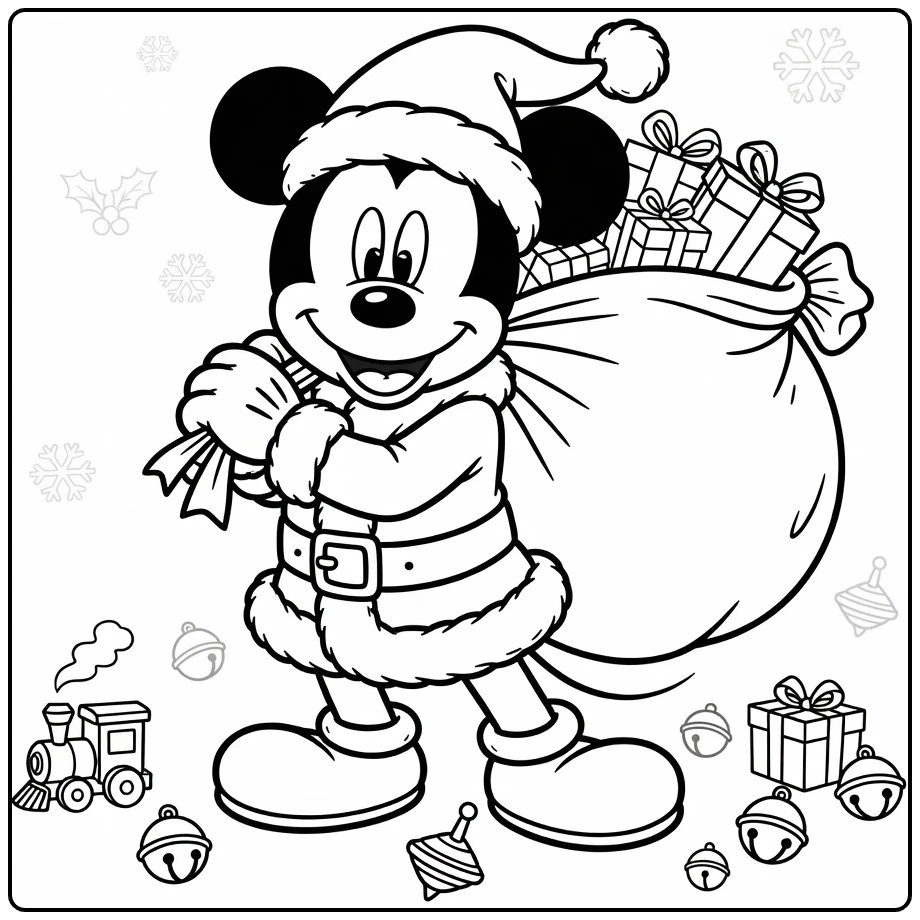Mickey Mouse Christmas Carrying Gift Sack coloring page