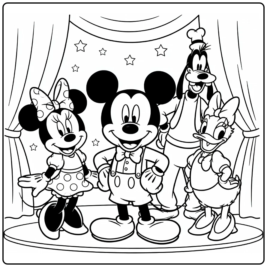 Mickey Mouse Performance with Minnie and Friends coloring page