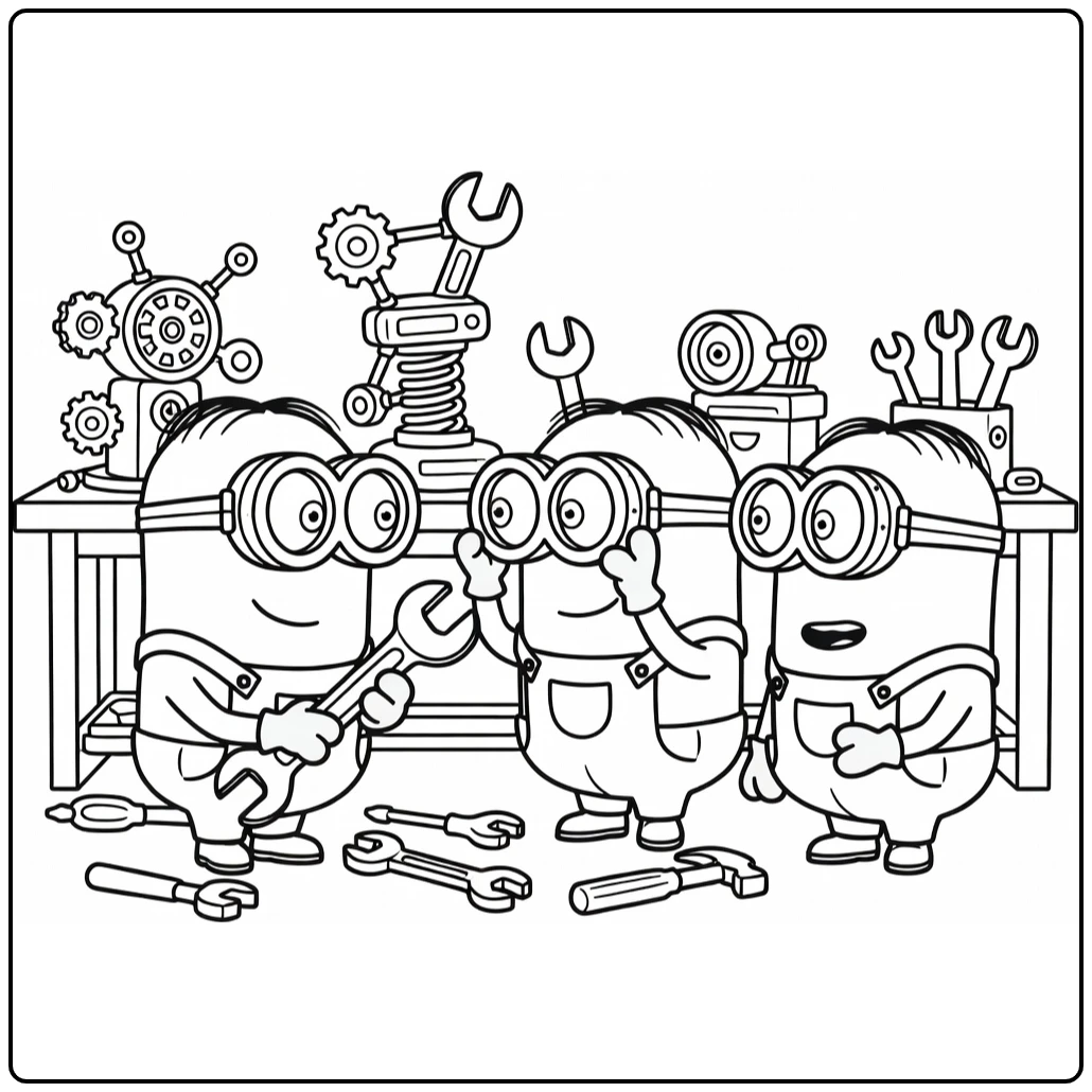 Despicable Me 4 Minions Exploring Funny Workshop coloring page