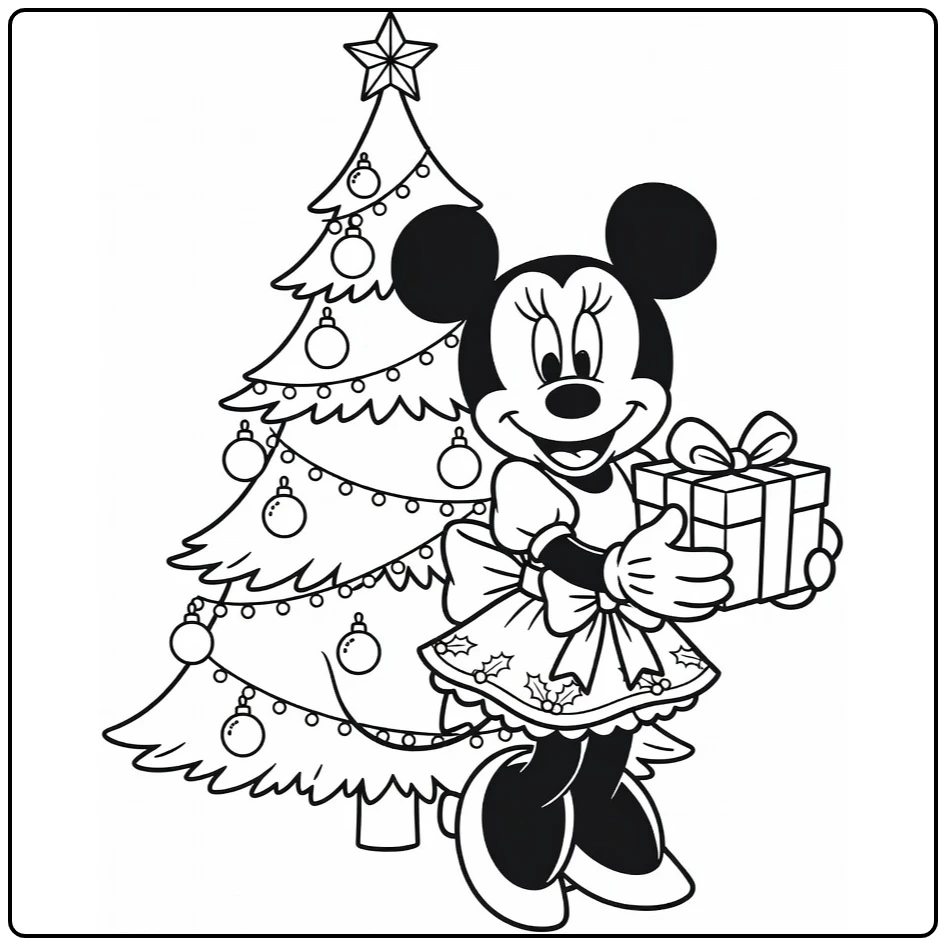 Minnie Mouse Decorated Christmas Tree coloring page