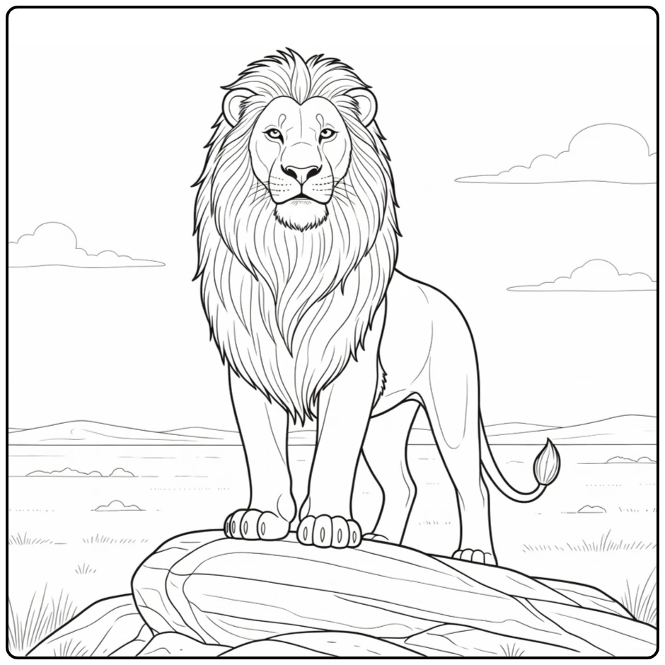 Mufasa Standing on Pride Rock coloring page