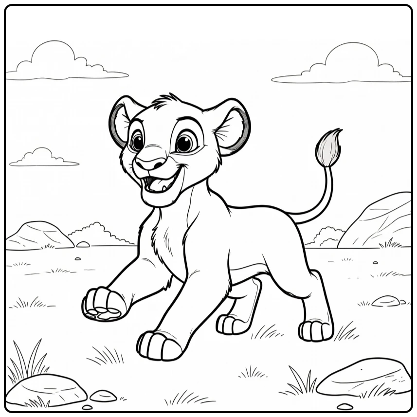 Cheerful Nala in Pride Lands coloring page