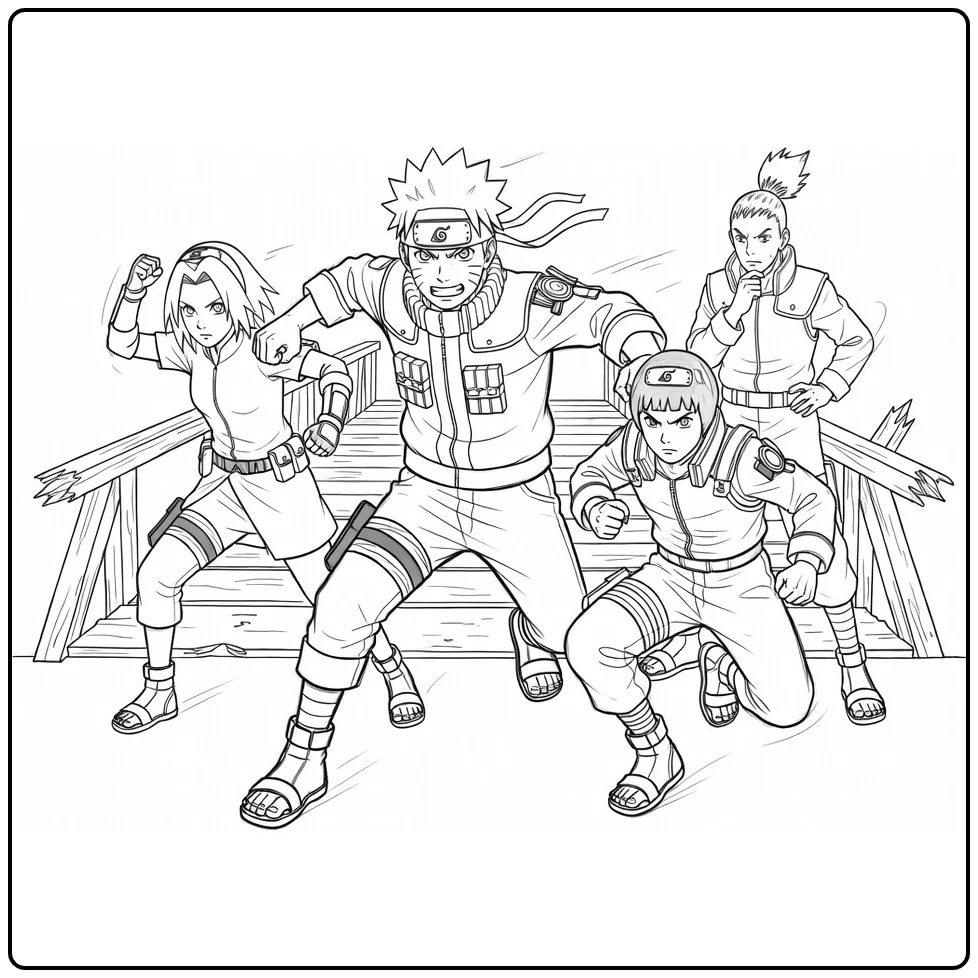 Naruto in Action Rescue coloring page