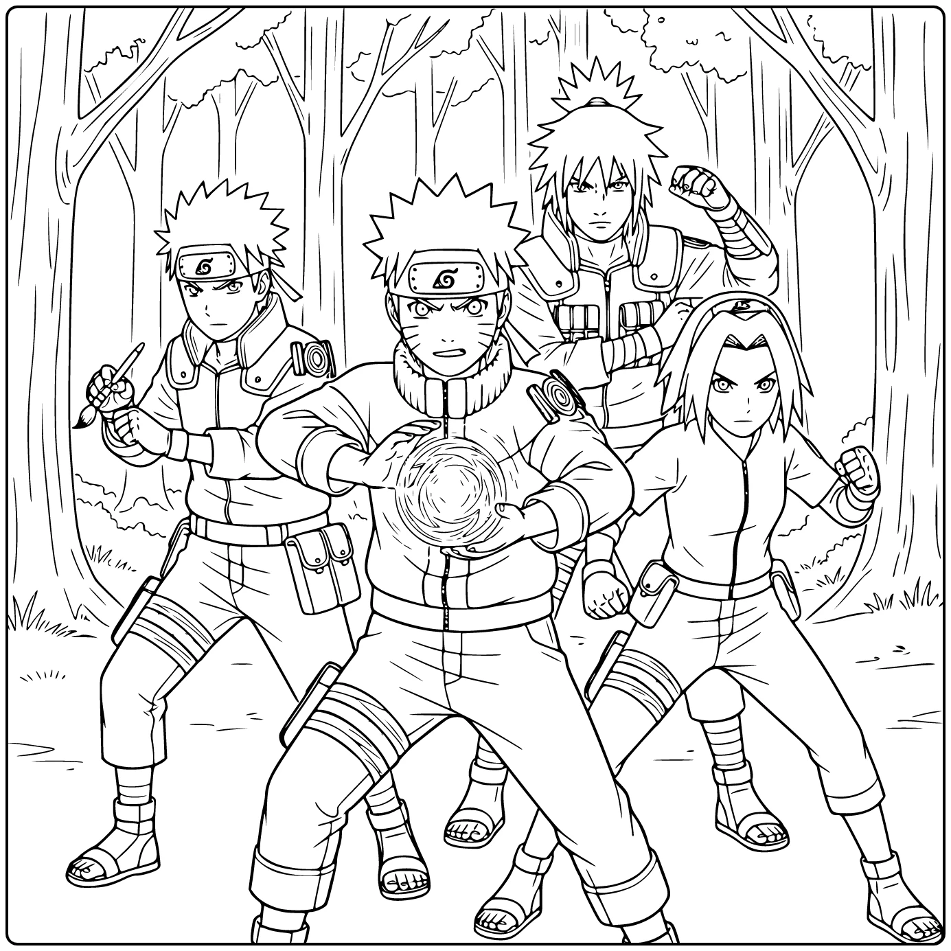 Naruto Uzumaki Rasengan Sai Yamato Edge coloring page