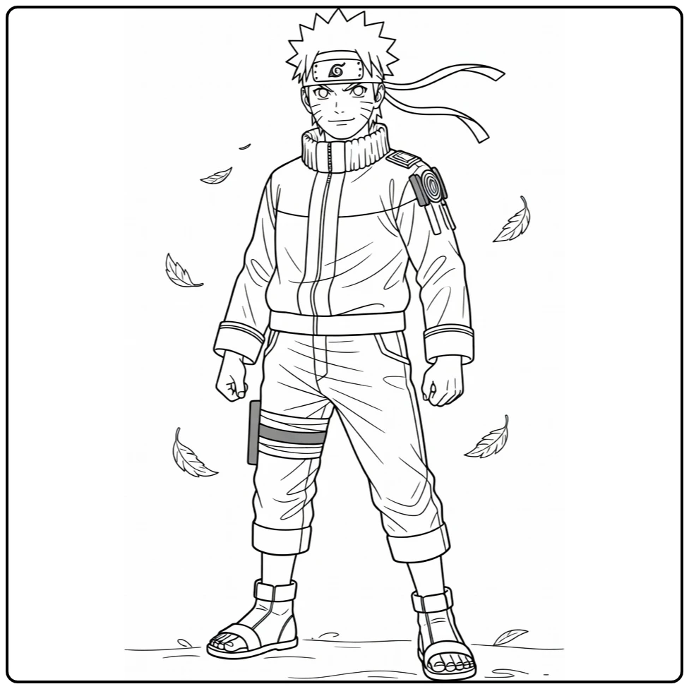 Confident Naruto in Pose coloring page