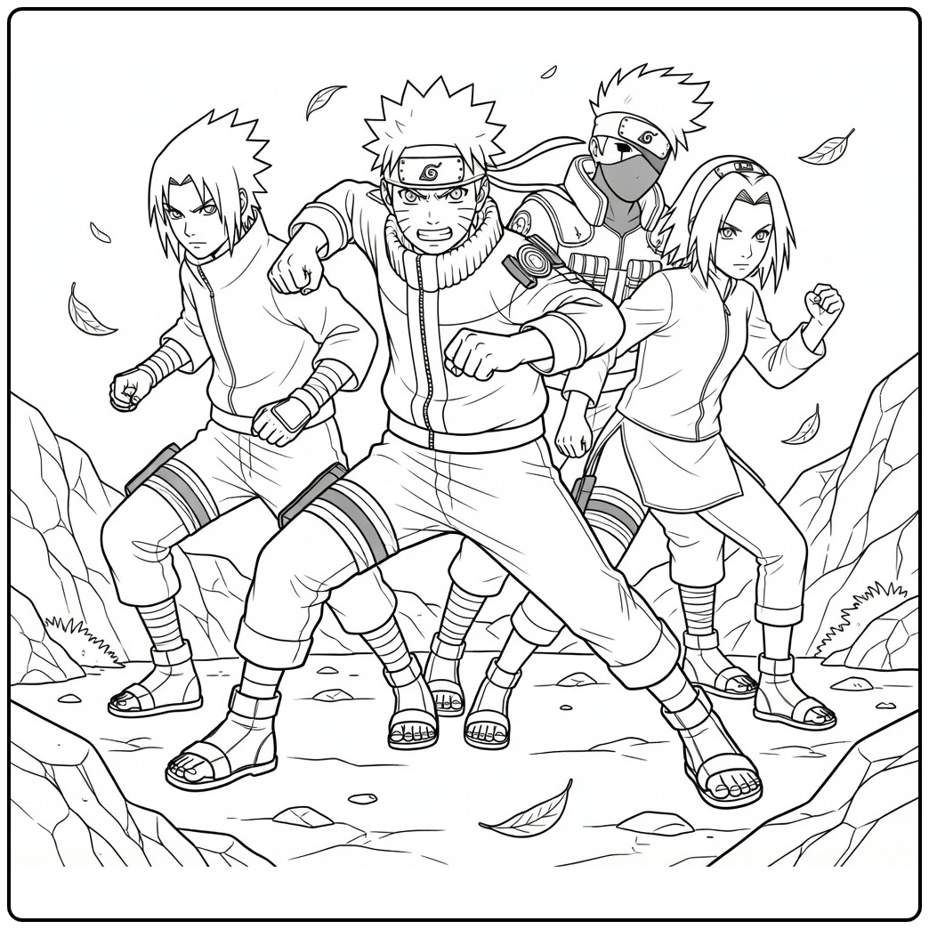 Uzumaki Mighty Battle Stance Naruto coloring page