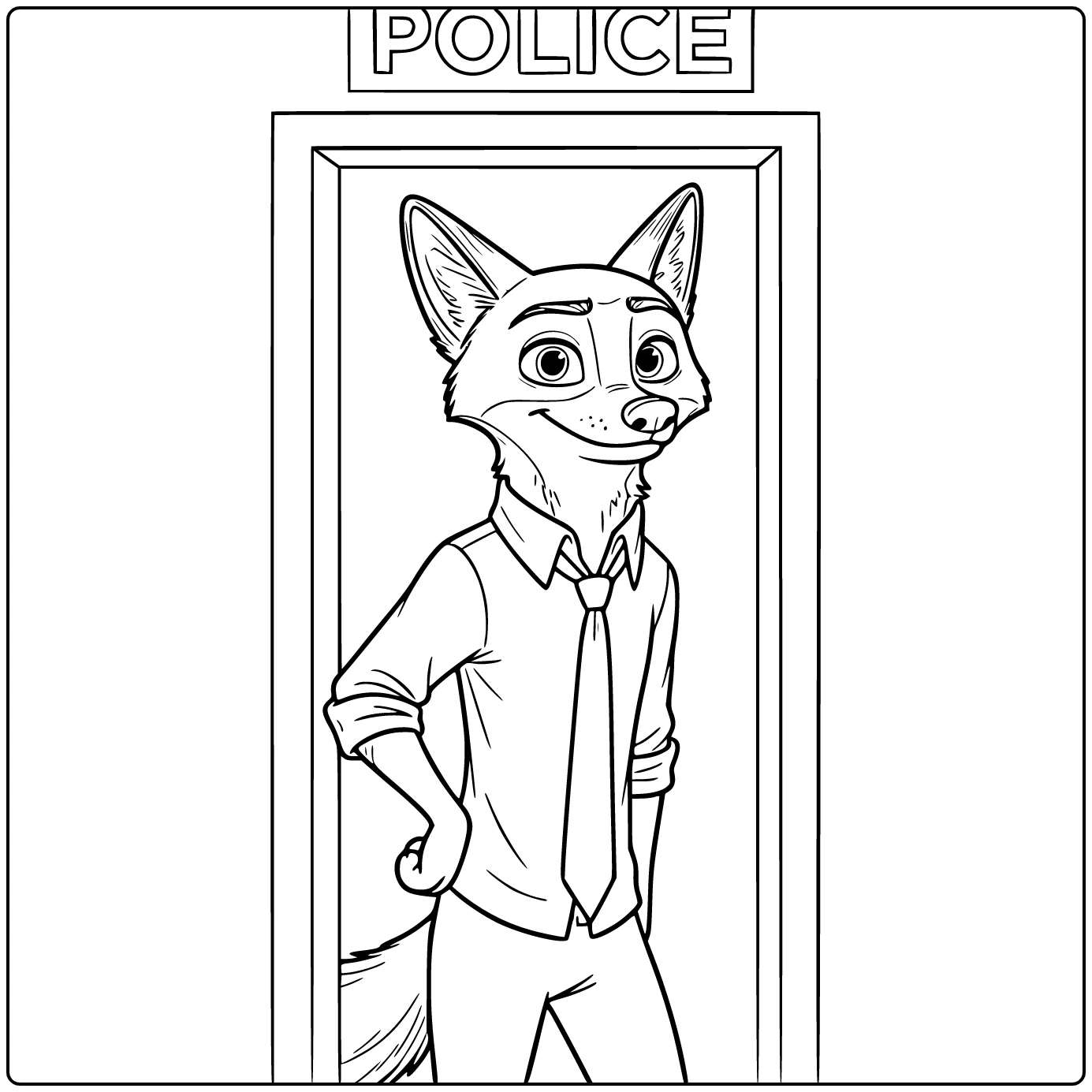 Nick Wilde Police Station Entrance coloring page