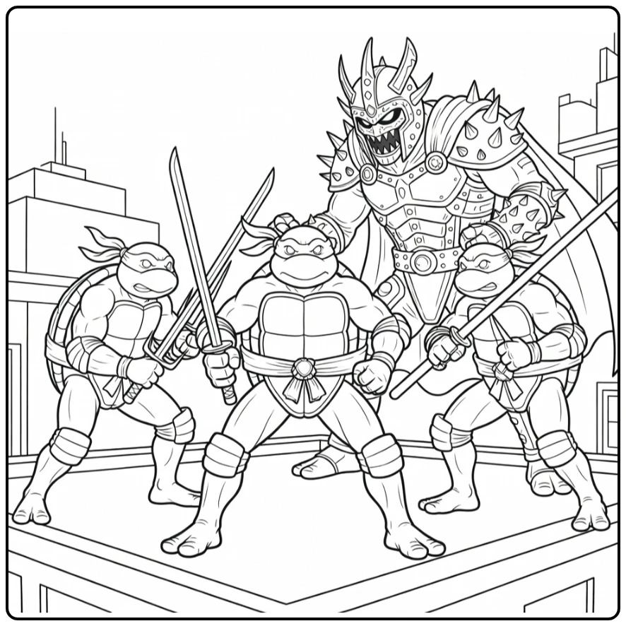 Ninja Turtles Raphael and Donatello coloring page
