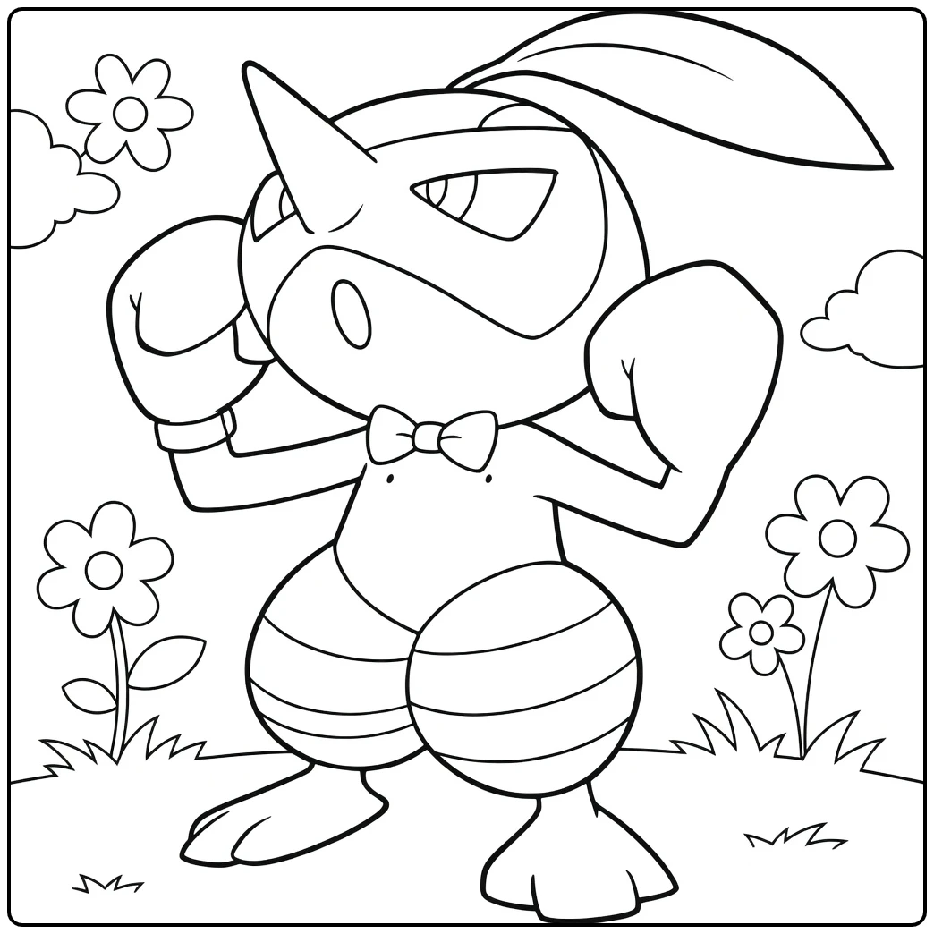 Nuzleaf in Boxing Pose with Bow Tie coloring page
