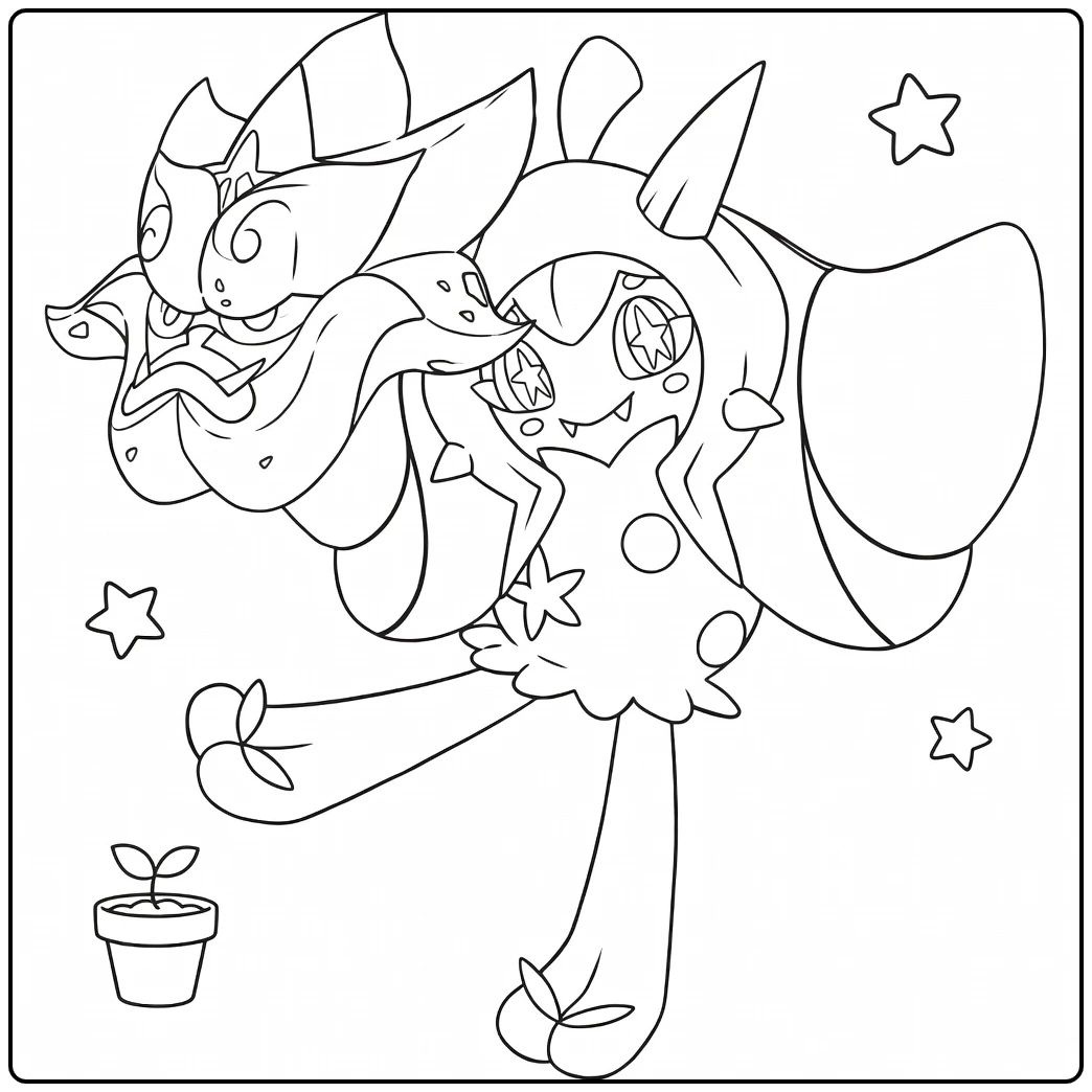 Ogerpon Hearthflame Mask Pokemon coloring page