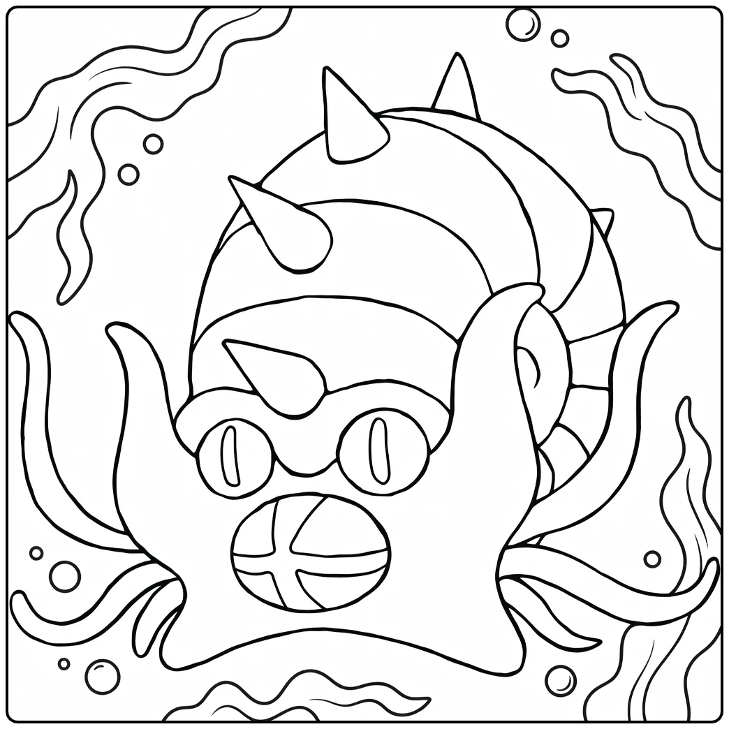 Omastar Water Pokemon Underwater Adventure coloring page
