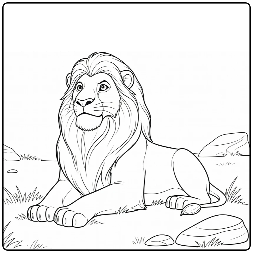 Relaxing Mufasa Rocks and Grass coloring page