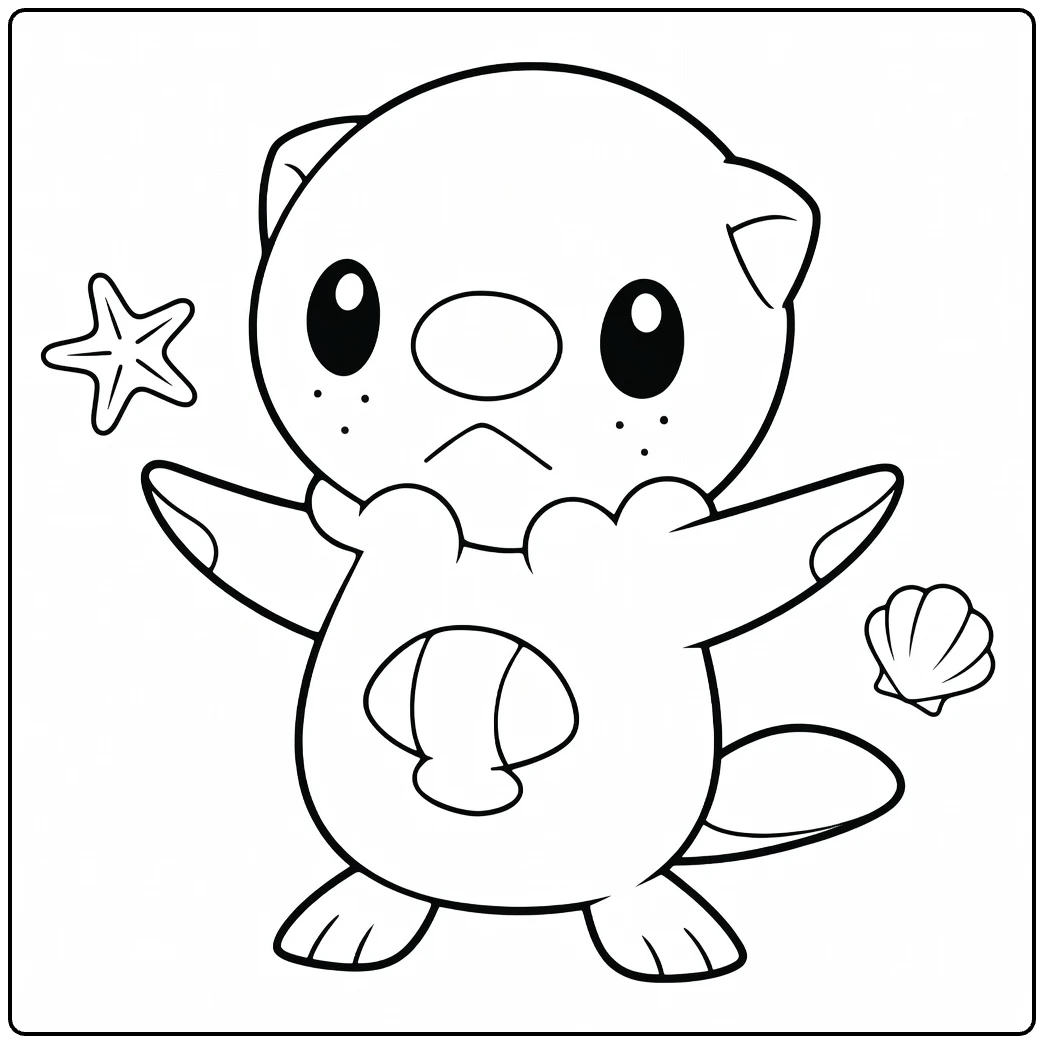 Oshawott Water Pokemon Arms Wide coloring page