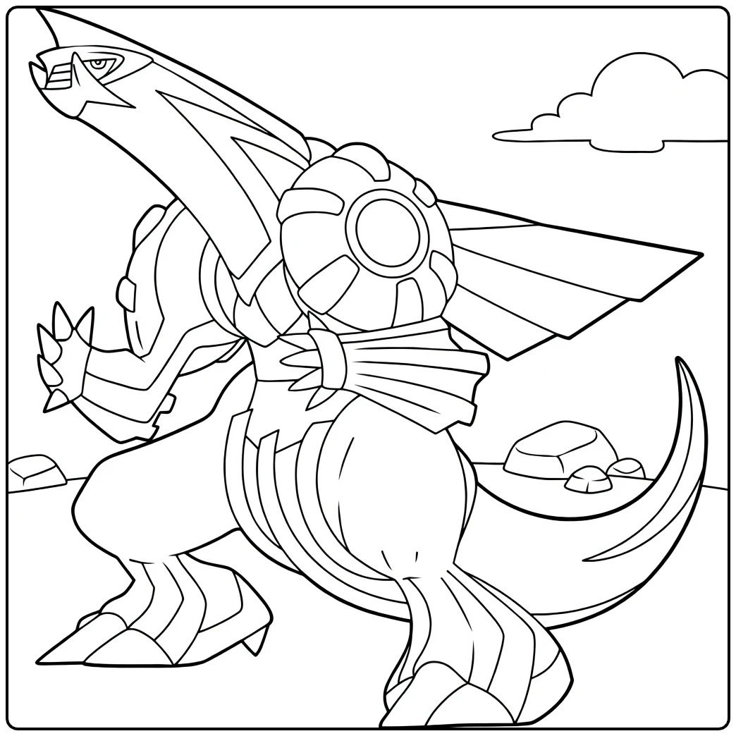 Palkia Water Pokemon in Dynamic Pose coloring page
