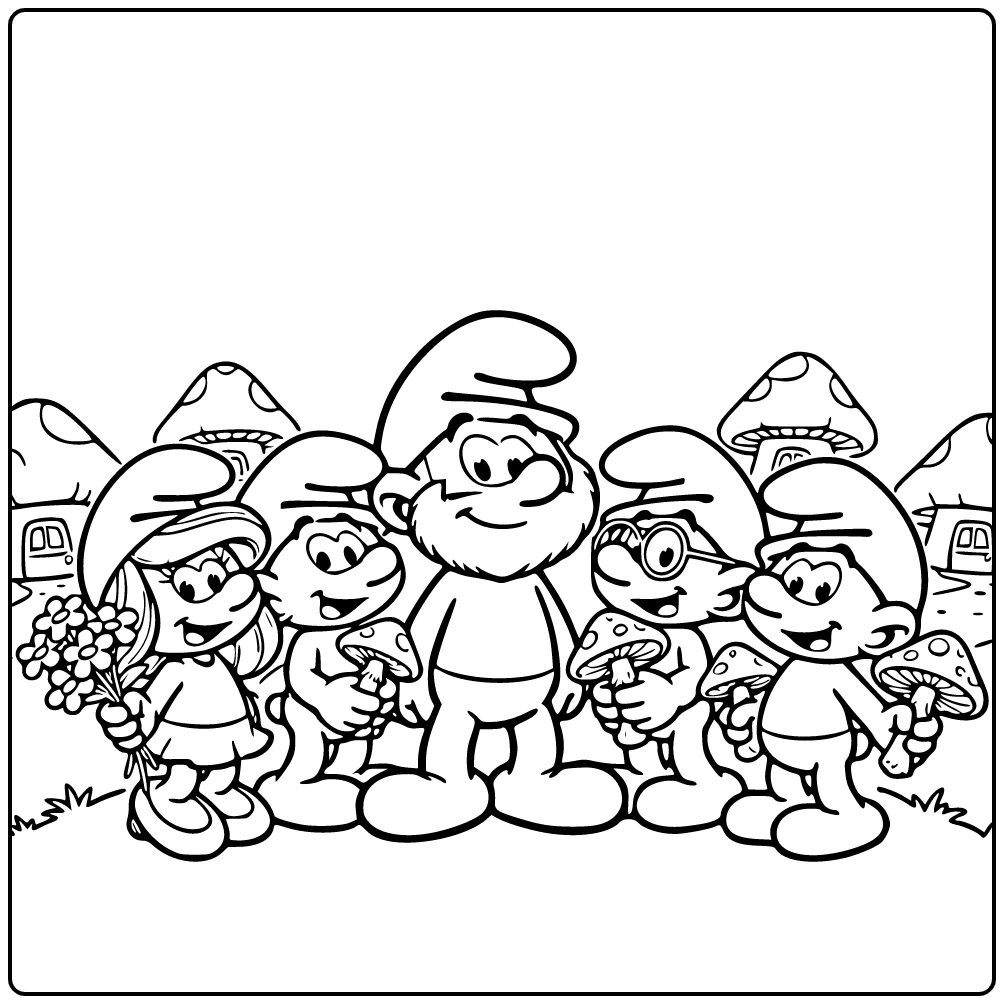 Papa Smurf Proud on Village Center Path Smurfs coloring page
