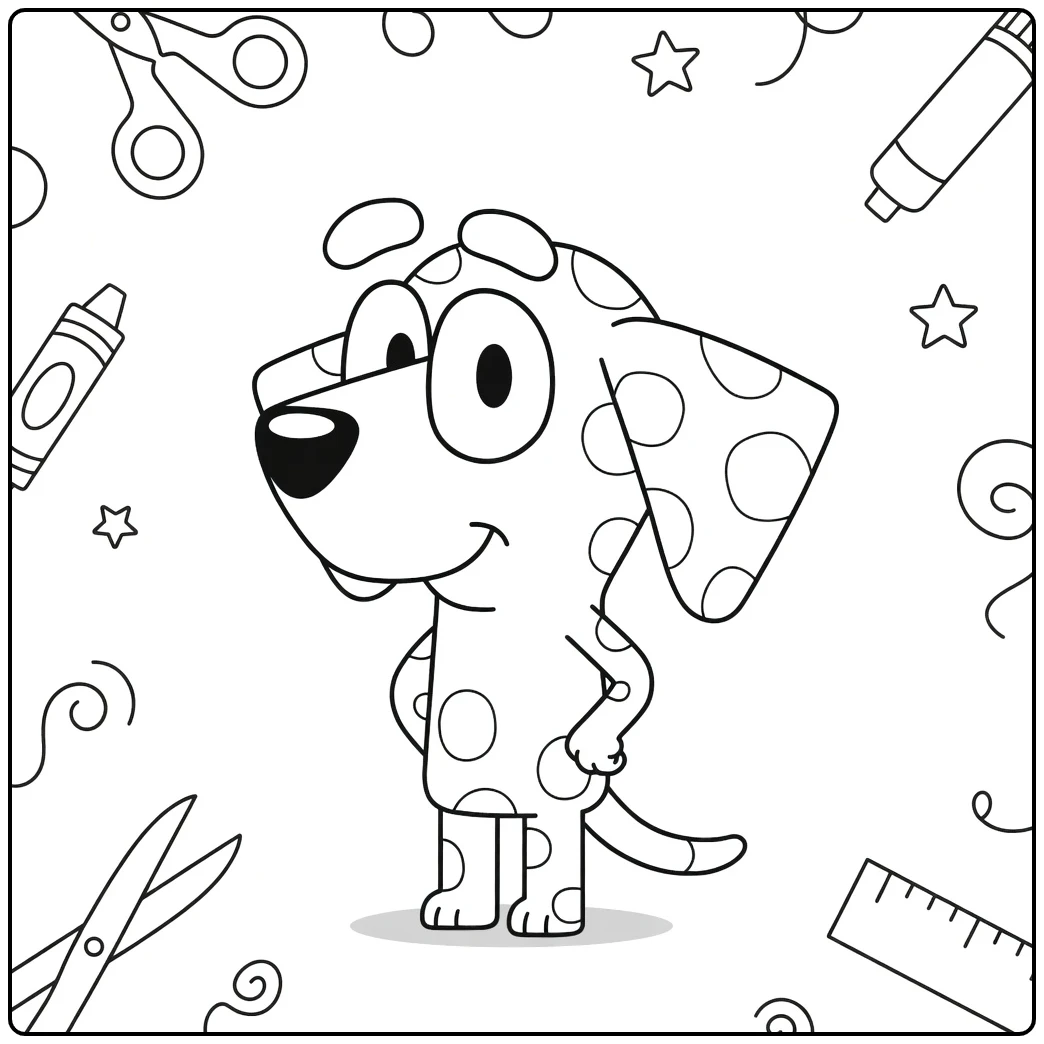 Pat Cheerful Bluey with Spots coloring page