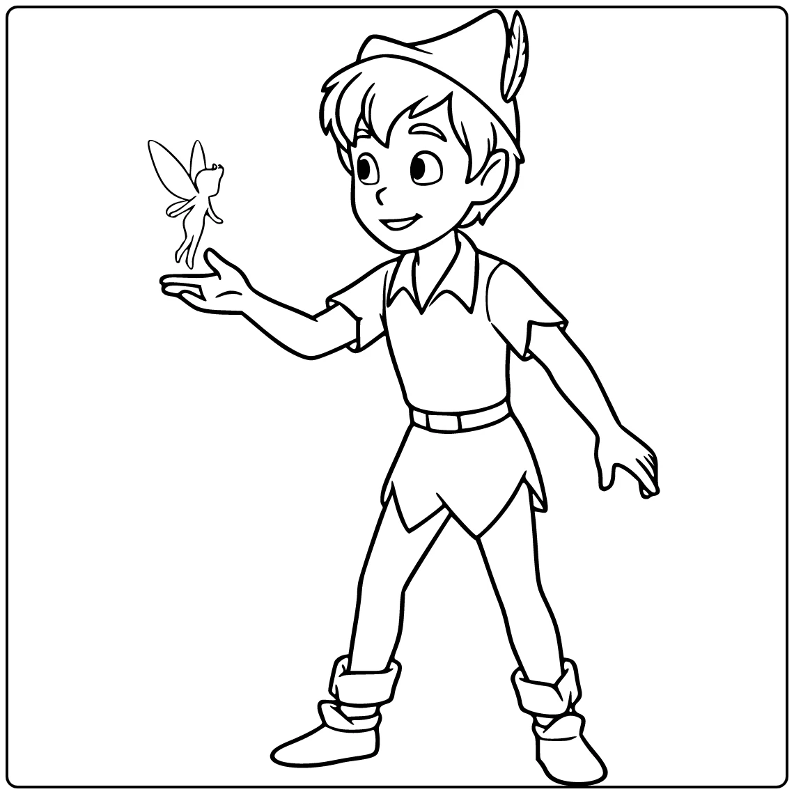 Peter Pan Reaching Hand Toward Fairy coloring page