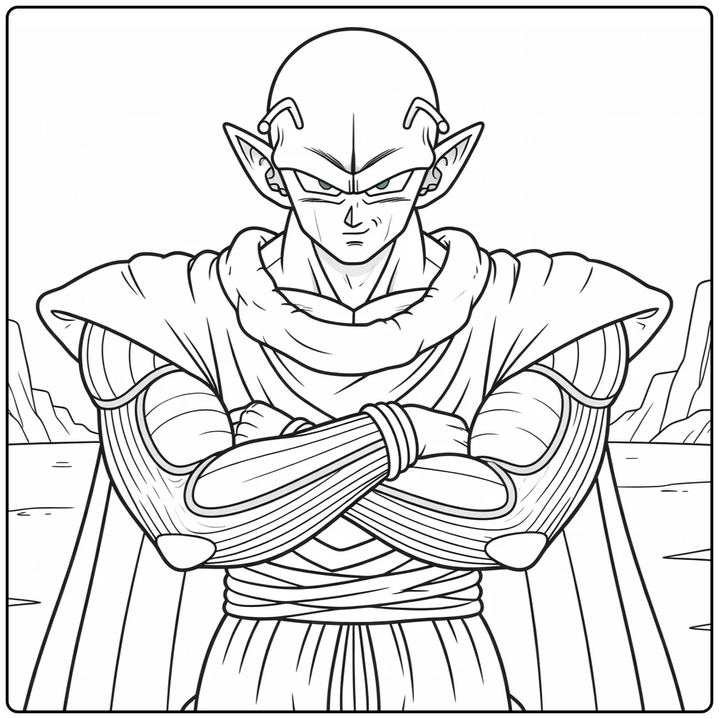 Piccolo in Guardian Stance with Cape coloring page