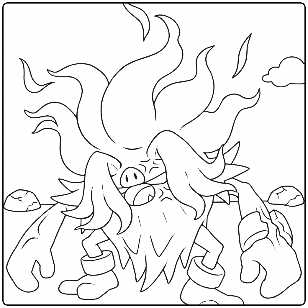Pokemon Annihilape Angry Fighter coloring page