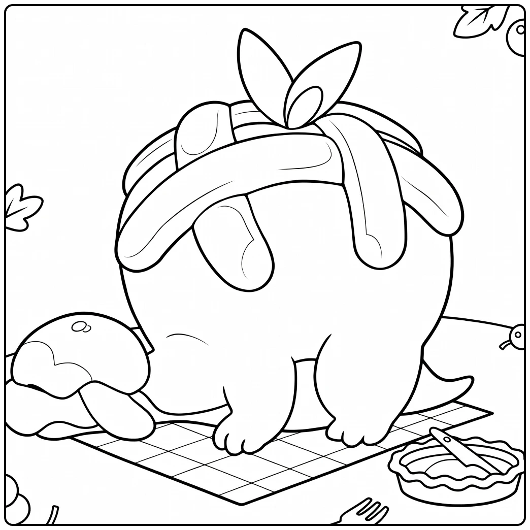 Pokemon Appletun on Picnic Blanket coloring page