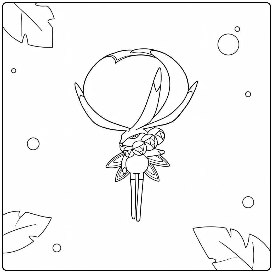 Pokemon Calyrex Horns and Leaves coloring page