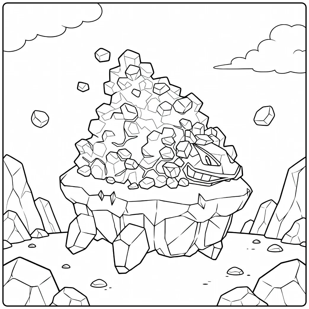 Pokemon Carkol on Floating Platform coloring page