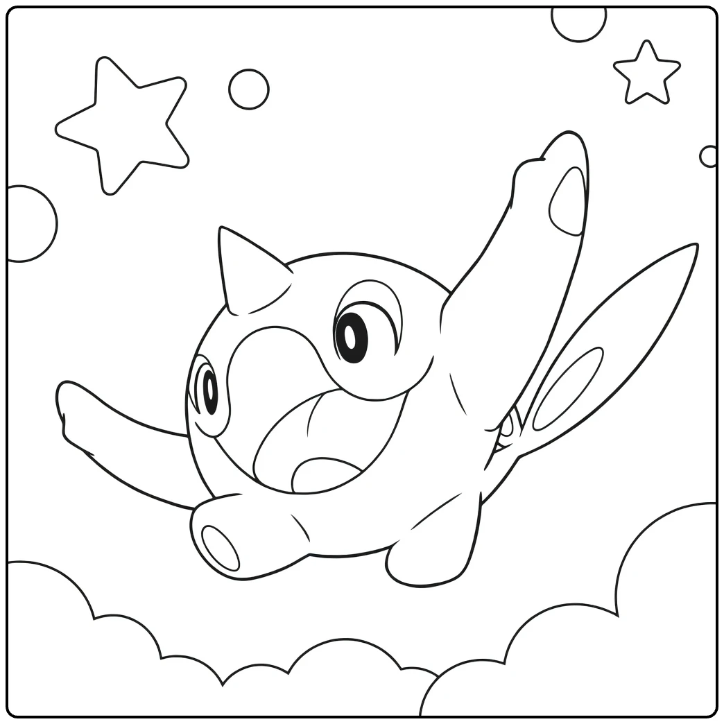 Pokemon Cetoddle in Clouds and Bubbles coloring page