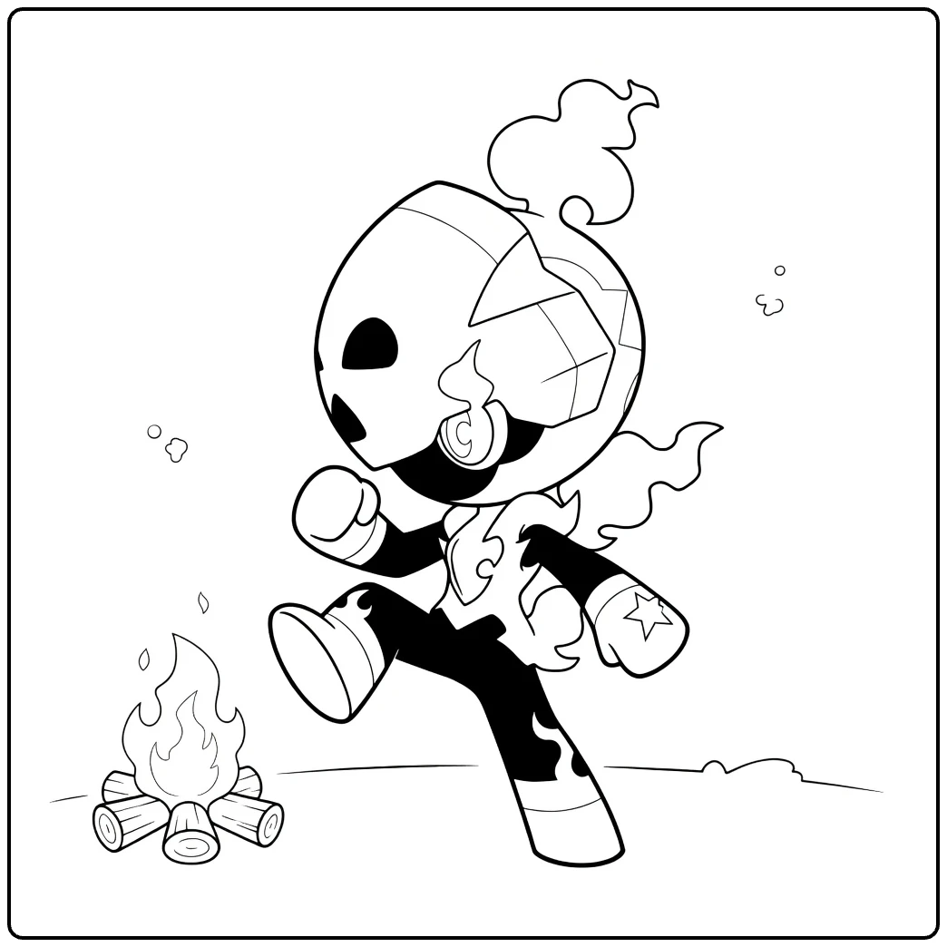 Pokemon Charcadet in Boxing Pose with Fire coloring page