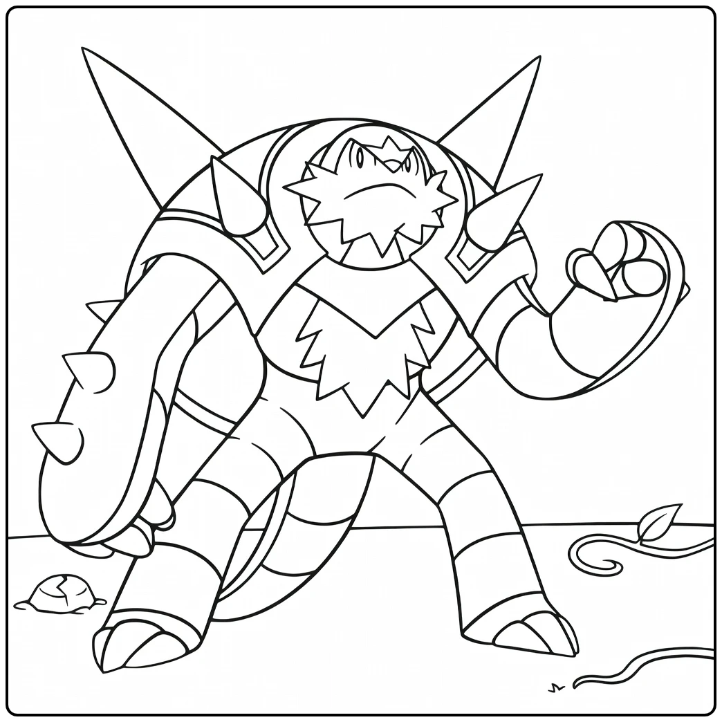 Pokemon Chesnaught in Dynamic Pose coloring page