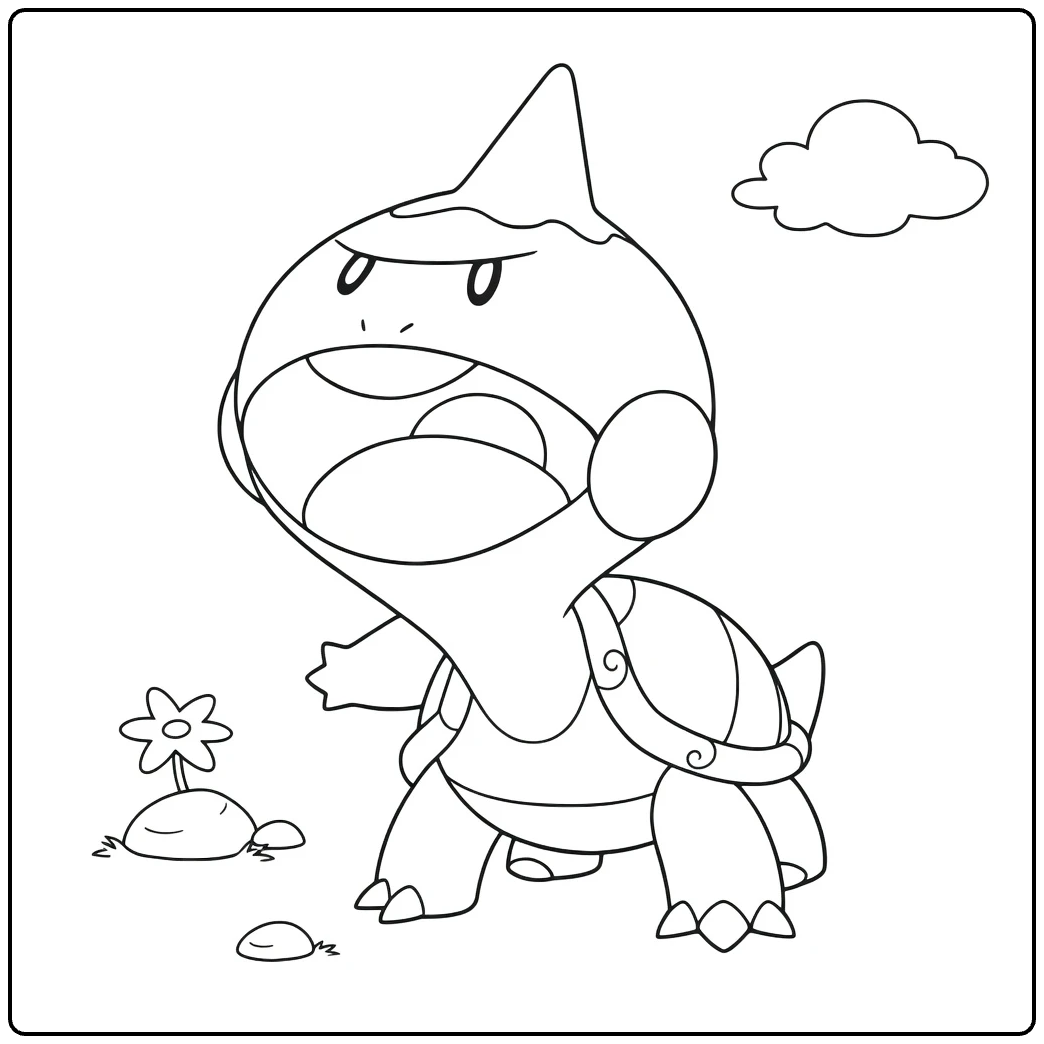 Pokemon Chewtle Roaring Turtle with Rocks coloring page
