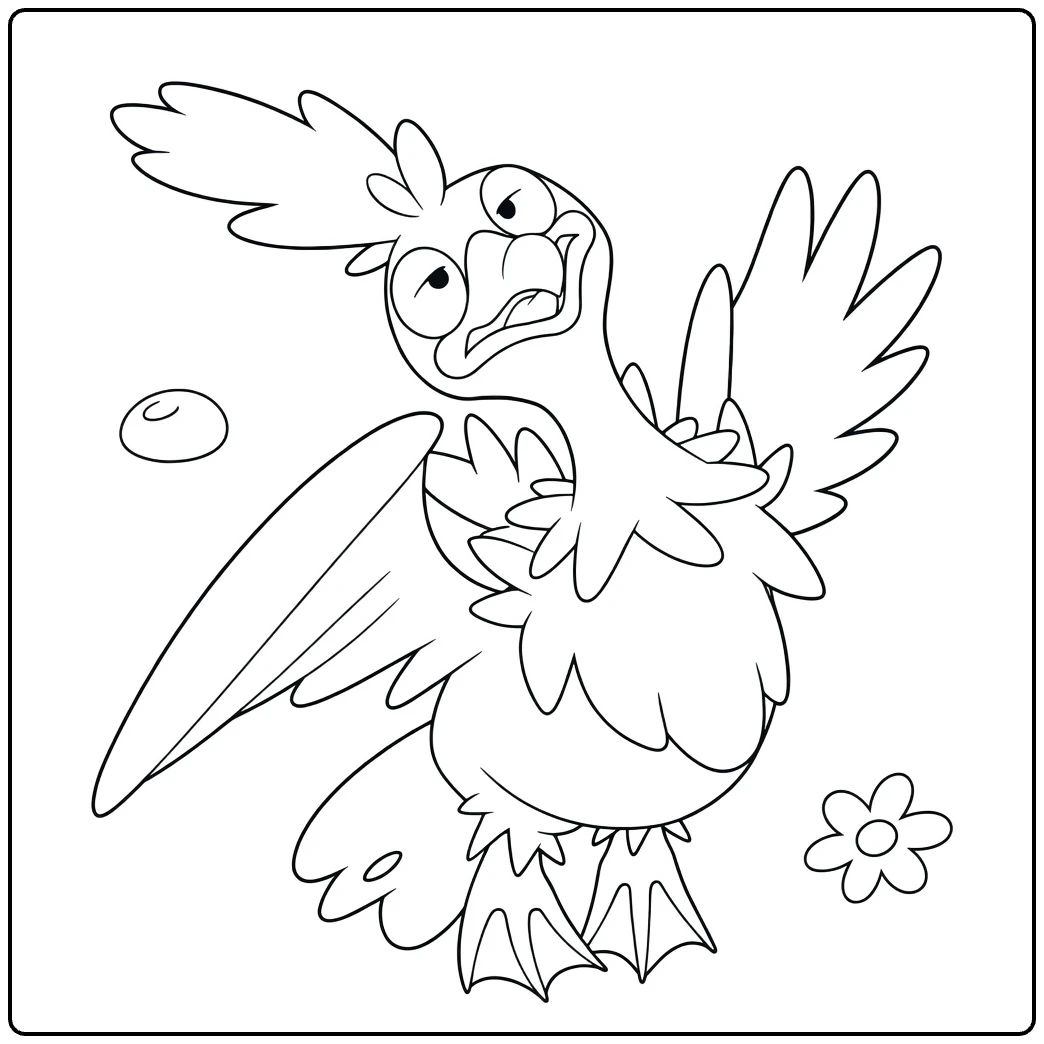 Pokemon Cramorant Gulping with Flower coloring page