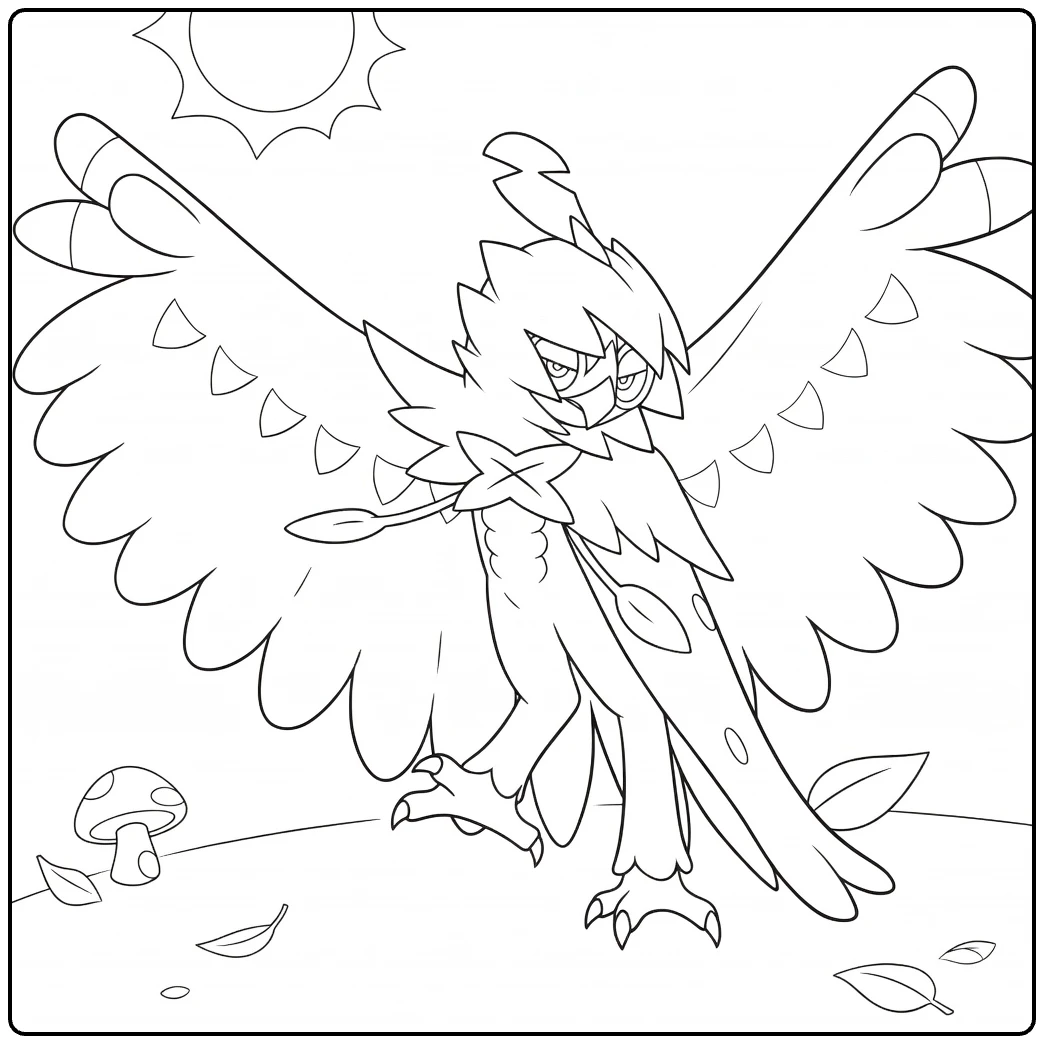 Pokemon Decidueye in Action Pose coloring page