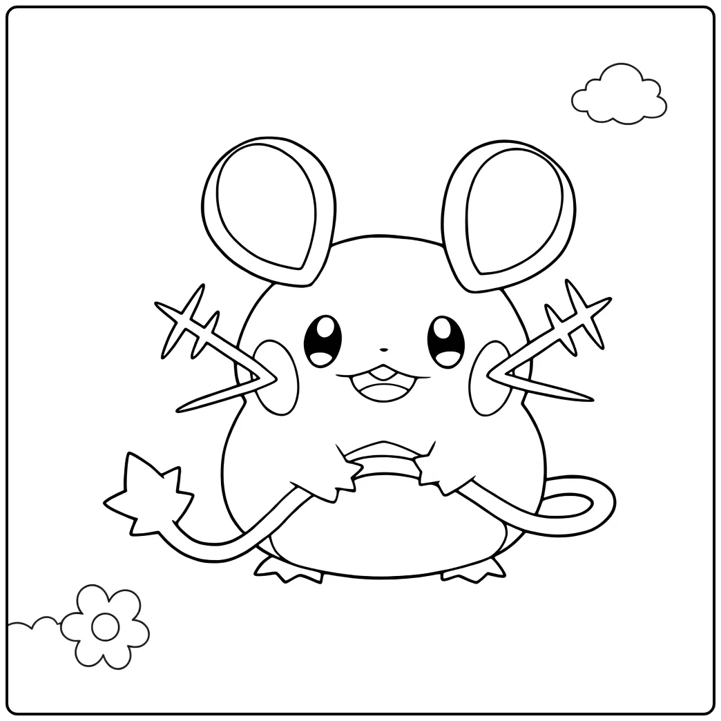 Dedenne Cute Mouse Pokemon coloring page